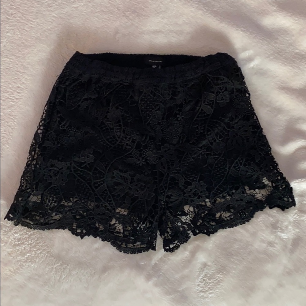 Black Lace Lined Shorts